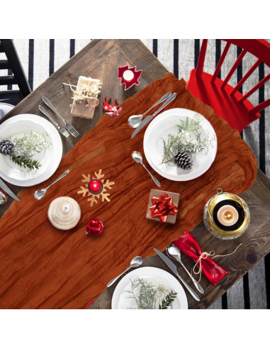 Paquete de 12 Caminos de Mesa de Gasa KEEPSHOWING Terracota