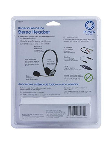 Auriculares Power Gear Universal Deluxe sobre la oreja 3.5mm