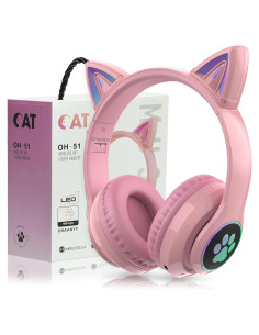 Auriculares Inalámbricos Auvstar STN 28pro Rosa con Luz LED