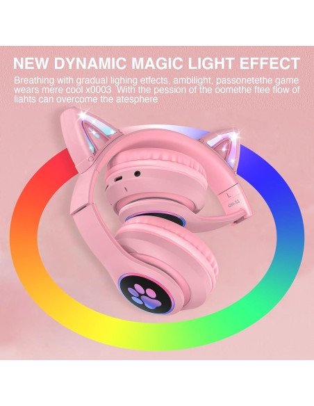 Auriculares Inalámbricos Auvstar STN 28pro Rosa con Luz LED