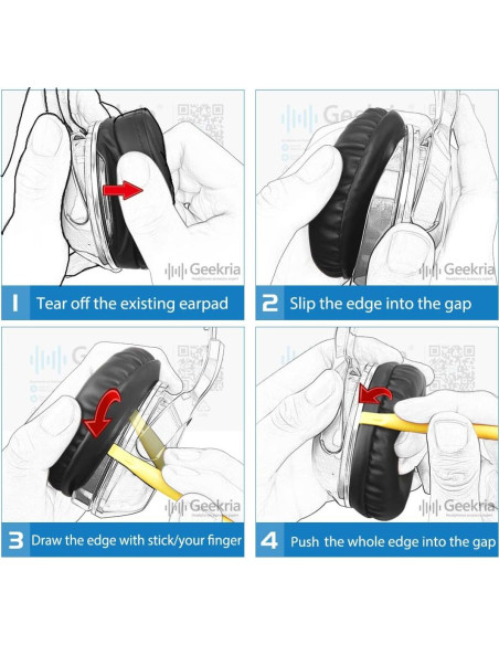 Almohadillas de Repuesto Geekria para Auriculares Panasonic RP-DJ1200/1210