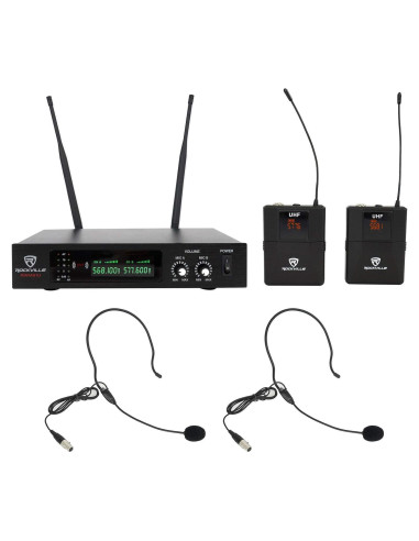 Sistema de micrófono inalámbrico dual UHF Rockville RWM81U