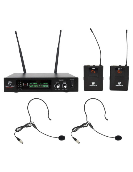 Sistema de micrófono inalámbrico dual UHF Rockville RWM81U