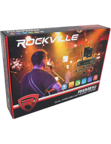 Sistema de micrófono inalámbrico dual UHF Rockville RWM81U