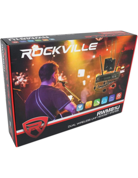 Sistema de micrófono inalámbrico dual UHF Rockville RWM81U