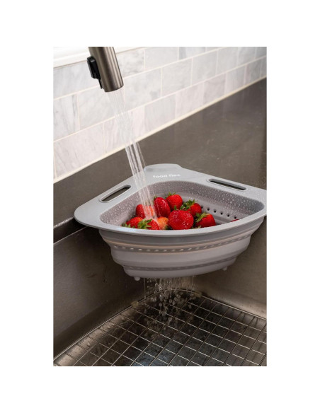 Colador Plegable Food Flex 3.3L para Fregadero Esquina Gris