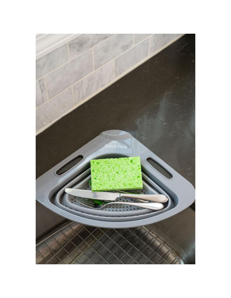 Colador Plegable Food Flex 3.3L para Fregadero Esquina Gris