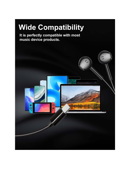 Auriculares USB C MAS CARNEY TH9 con Micrófono, Compatibles con iPhone y Samsung