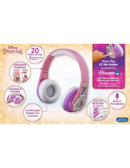 Auriculares Inalámbricos Bluetooth Disney Princess KIDDesigns Auriculares Inalámbricos Bluetooth Disney Princess KIDDesigns