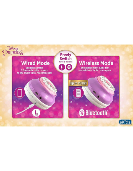 Auriculares Inalámbricos Bluetooth Disney Princess KIDDesigns Auriculares Inalámbricos Bluetooth Disney Princess KIDDesigns
