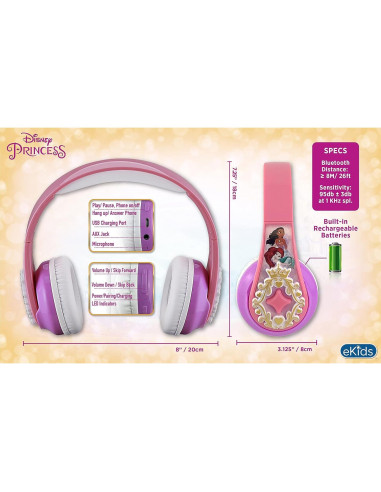 Auriculares Inalámbricos Bluetooth Disney Princess KIDDesigns