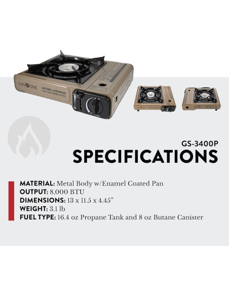 Estufa Portátil Gas One GS-3400P Doble Combustible para Camping