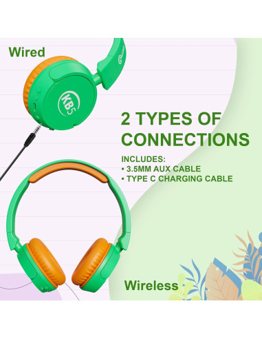 Auriculares Inalámbricos Contixo KB-5 para Niños Verde/Naranja