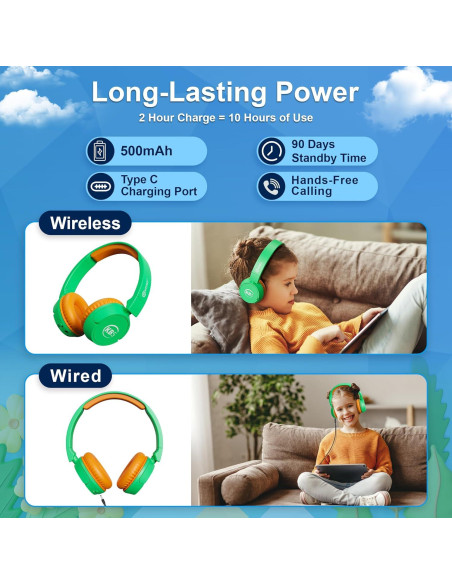 Auriculares Inalámbricos Contixo KB-5 para Niños Verde/Naranja