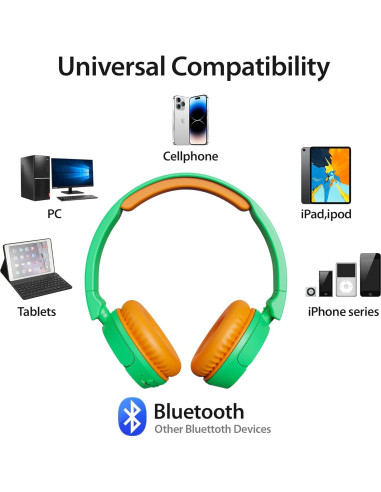 Auriculares Inalámbricos Contixo KB-5 para Niños Verde/Naranja