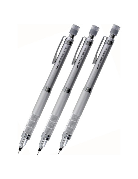 Lápiz Mecánico Uni Kuru Toga Roulette 0.5mm Plata - Paquete de 3
