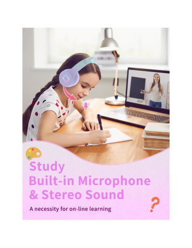 Auriculares Inalámbricos DMJ con Orejas de Gato Púrpura