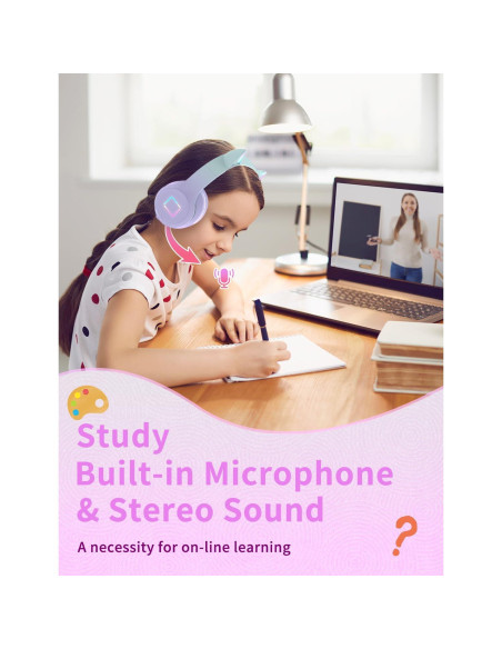 Auriculares Inalámbricos DMJ con Orejas de Gato Púrpura