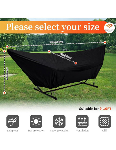 Cubierta de Hamaca Impermeable DSWCKNVK 150x330cm Negra