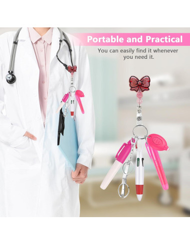 Set de Accesorios de Insignia de Enfermera Uaimvie 6 Pcs Lazo Rosa