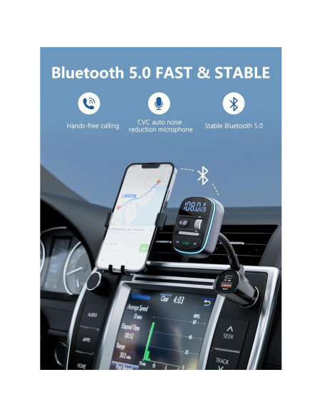 Transmisor FM Bluetooth LENCENT T77 30W Cargador Rápido QC3.0