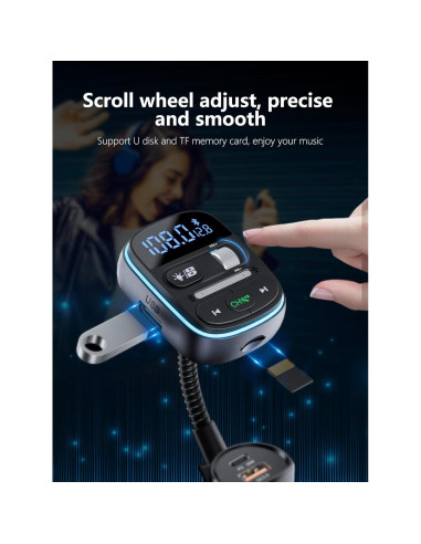 Transmisor FM Bluetooth LENCENT T77 30W Cargador Rápido QC3.0