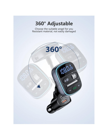 Transmisor FM Bluetooth LENCENT T77 30W Cargador Rápido QC3.0