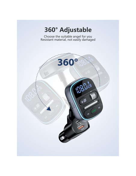 Transmisor FM Bluetooth LENCENT T77 30W Cargador Rápido QC3.0