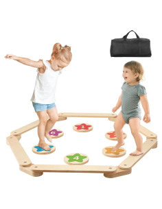 Balancín de Madera VEVOR con 6 Piedras de Equilibrio 3-6 Años