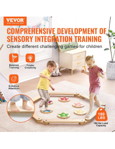 Balancín de Madera VEVOR con 6 Piedras de Equilibrio 3-6 Años 2