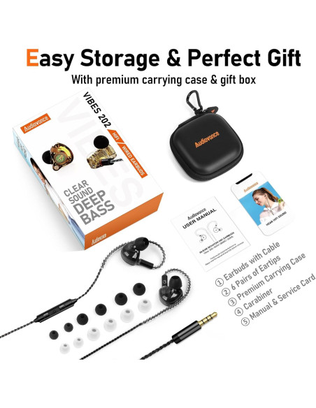 Auriculares Vibes 202M HiFi con Cable 3.5mm - Sonido Aislante