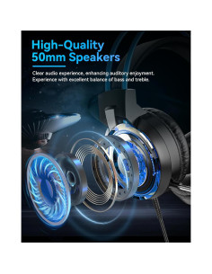 Auriculares Gaming Voistek V9 Azul 50mm con Micrófono Cancelación Ruido 2