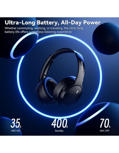Auriculares Inalámbricos LEVN LE ANC041 con ANC, 70H Batería