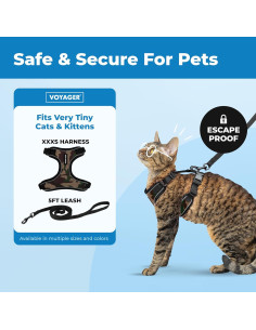 Arnés y Correa para Gato Voyager Best Pet Supplies - XXS, Reflectante 2