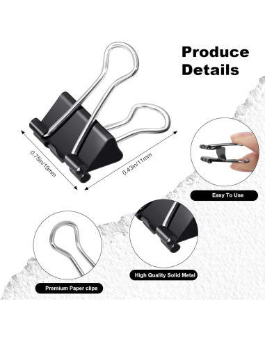 Clips de Carpeta Pequeños Ufmarine 240 Pcs 19 mm Negro