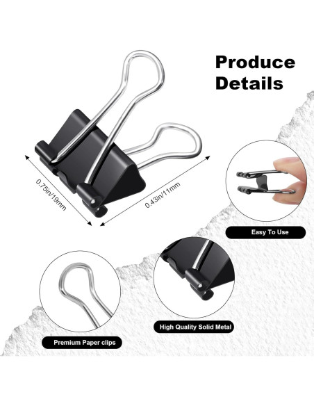 Clips de Carpeta Pequeños Ufmarine 240 Pcs 19 mm Negro