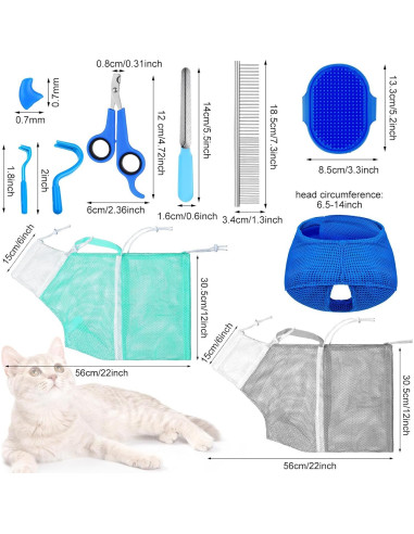 Set de Aseo para Gatos 10 Piezas Kritkin - Bolsa de Baño y Herramientas