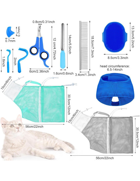 Set de Aseo para Gatos 10 Piezas Kritkin - Bolsa de Baño y Herramientas