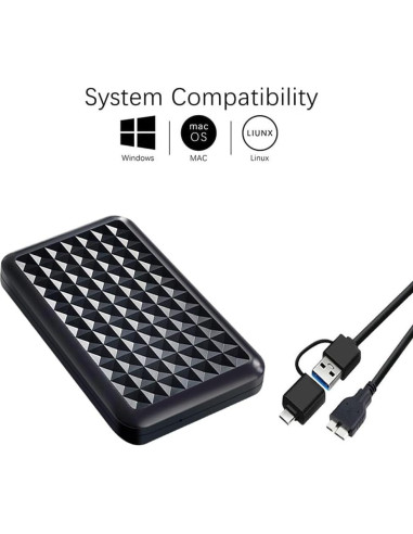 Disco Duro Externo Portátil Tianken 750GB USB 3.0 Negro