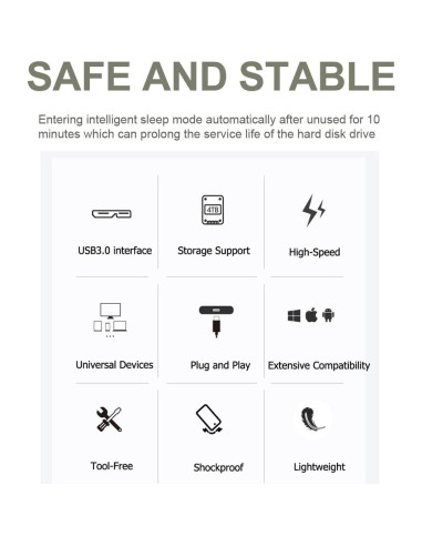 Disco Duro Externo Portátil Tianken 750GB USB 3.0 Negro