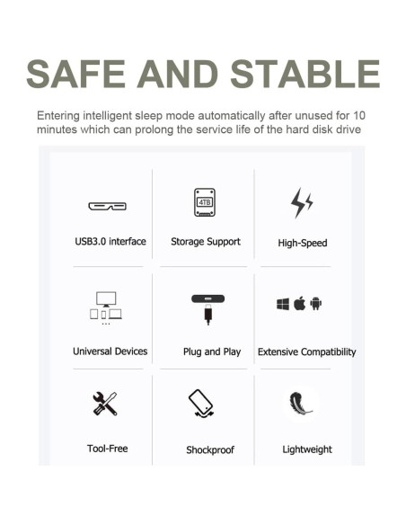 Disco Duro Externo Portátil Tianken 750GB USB 3.0 Negro