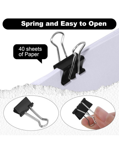 Clips de Carpeta Pequeños Ufmarine 240 Pcs 19 mm Negro