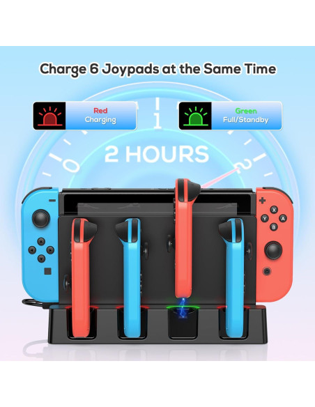 Base de Carga para Joy-Con Nintendo Switch Klipdasse - Carga Simultánea 6 Controladores