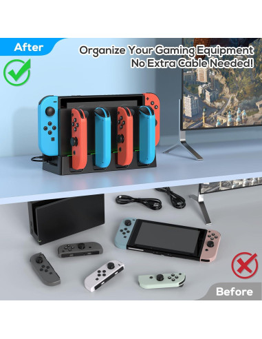 Base de Carga para Joy-Con Nintendo Switch Klipdasse - Carga Simultánea 6 Controladores