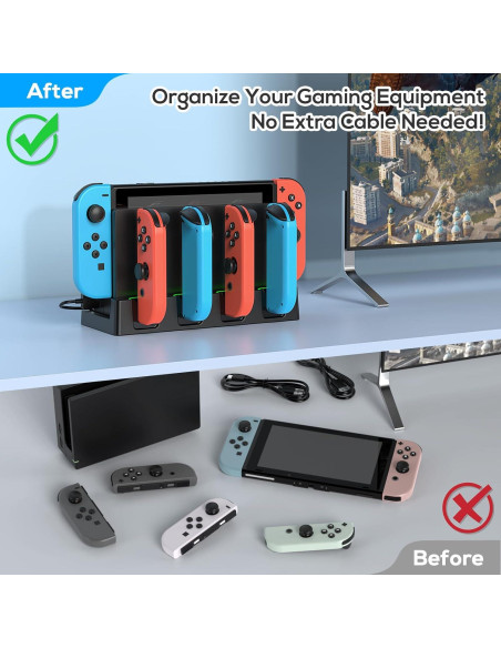 Base de Carga para Joy-Con Nintendo Switch Klipdasse - Carga Simultánea 6 Controladores