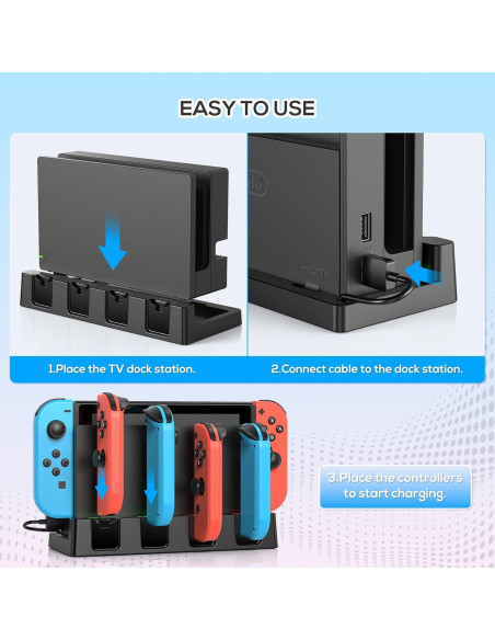 Base de Carga para Joy-Con Nintendo Switch Klipdasse - Carga Simultánea 6 Controladores