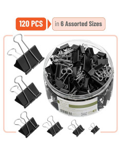 Clips de Encuadernación Mr. Pen, 120 Pcs, Negro, 6 Tamaños 2