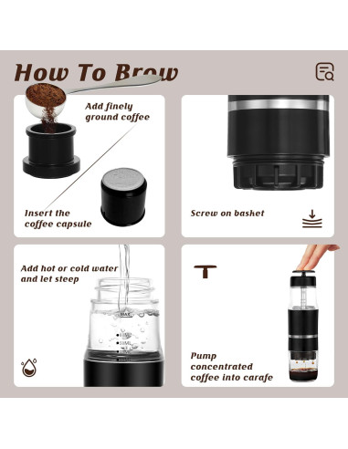 Máquina de Café Prensa Francesa Portátil PIQUEBAR GL-HCM210 60ml