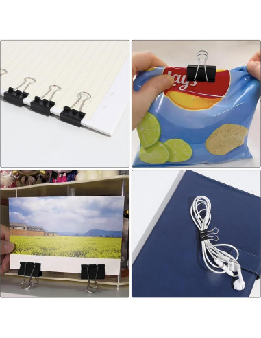 Clips de Carpeta Pequeños Ufmarine 240 Pcs 19 mm Negro