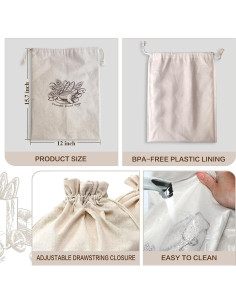 Paquete de 2 Bolsas de Pan Reutilizables Odujzem 40x30.5cm 2